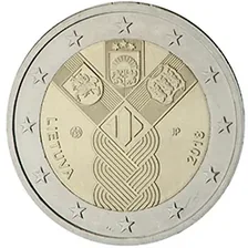 Estonia, Latvia and Lithuania jointly issued a commemorative euro coin with a common design in 2018, celebrating the establishment of the States of Estonia and Latvia and the re-establishment of the State of Lithuania